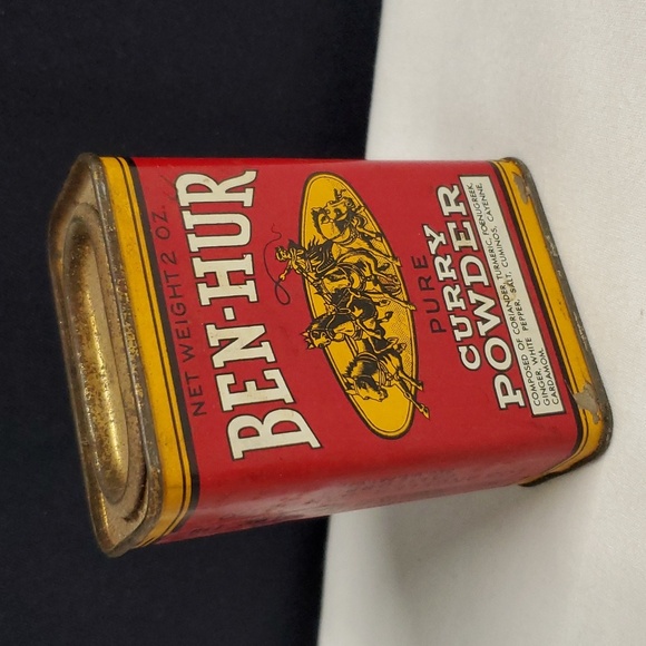 VTG Spice Tin Ben-Hur Pure Curry Powder Metal Tin Patina Rust Aged - Picture 4 of 8